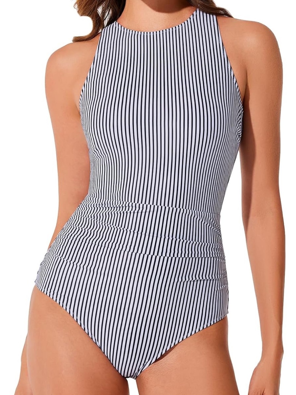 Tummy Control One Piece Swimsuit Bathing Suit Ruched High Neck. 2172/10-1